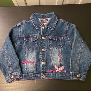 SOLD---OshKosh BGosh Blue Denim Jacket Pink Butterfly Details